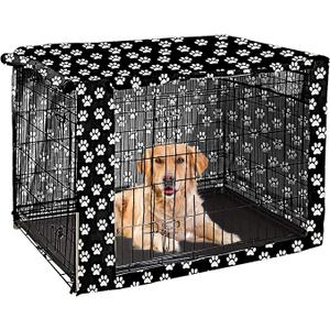 Dog Crate Cover 17x24 inch, Kennel Cover Fit for Dog Crate, Black/Paw