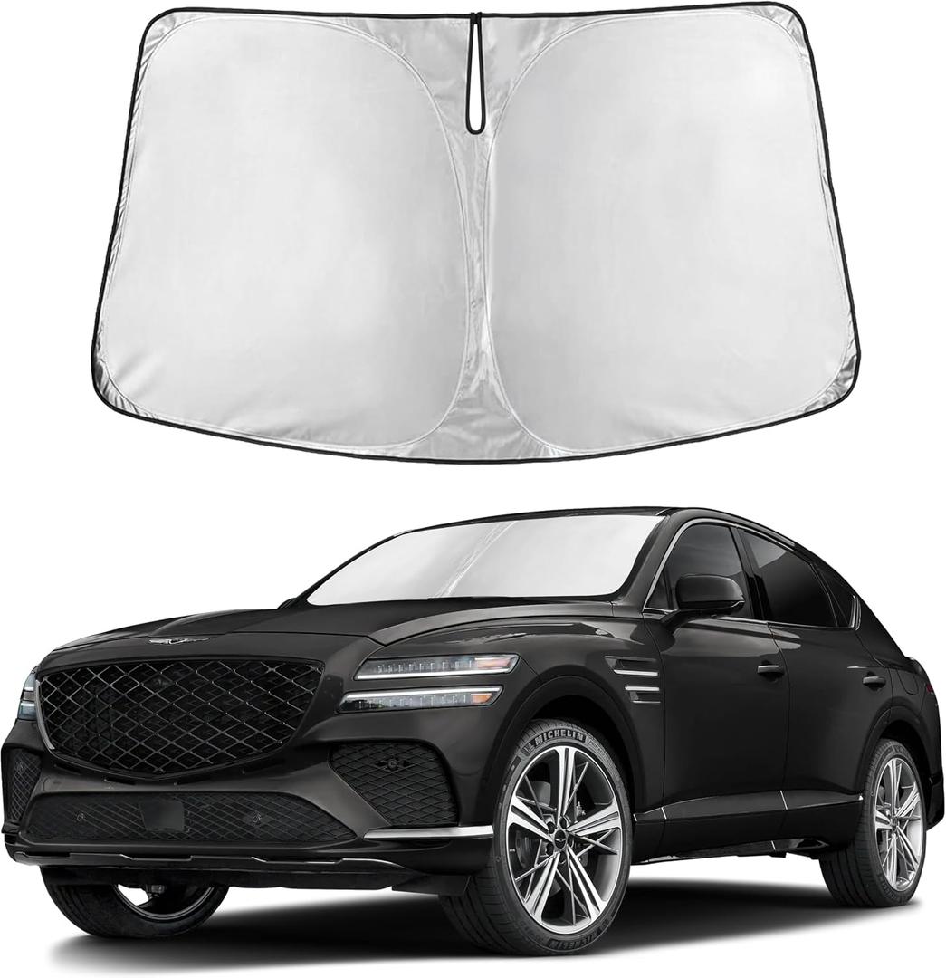 Autovir Windshield Sun Shade Fit for 2021-2023 2024 2025 Genesis GV80 | Sunshade, Front Car Window Shades Sun Visor, Blocks UV Rays & Heat, Car Accessories