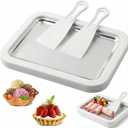 New Rolled Ice Cream Maker, Diy Homemade Rolled Myfroroll Ice Cream Tray, At Home Rolled Ice Cream Kit with 2 Scrapers, Suitable for Families and Parties (White)