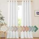 NICETOWN White Linen Curtains 102 inches Long for Bedroom, Grommet Privacy Added with Light Filtering Thick Flax Linen Burlap Window Treatments for Living Room, W55 x L102, 2 Panels 52x102 White