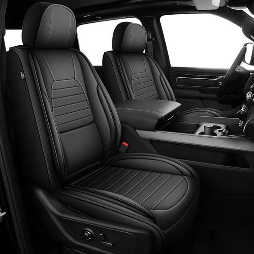 APEJET Seat Covers Full Set Custom Fit for Dodge Ram 1500 2500 3500 2002-2026 Waterproof Faux Leather Truck Seat Protectors Compatible with Crew Quad Regular Cab (Curved Bench, Black)