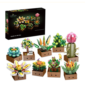 Educiro Flower Botanical Bonsai Building Set, Succulent Building Toys Block - 9 Pack, for Home Decor, Valentine's Day, Mother's Day, Christmas for Adults and Kids - 913pcs