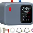 Electric Mini Tank Hot Water Heater, 2.6 Gallon Instant Heater, 1500W 110V, Small, with Digital Display for RV Kitchen Bathroom (Blue)