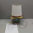 Elegant Designs LT1050-AQU Buoy Rope Nautical Netted Coastal Ocean Sea Glass Table Lamp with White Fabric Shade, Aqua