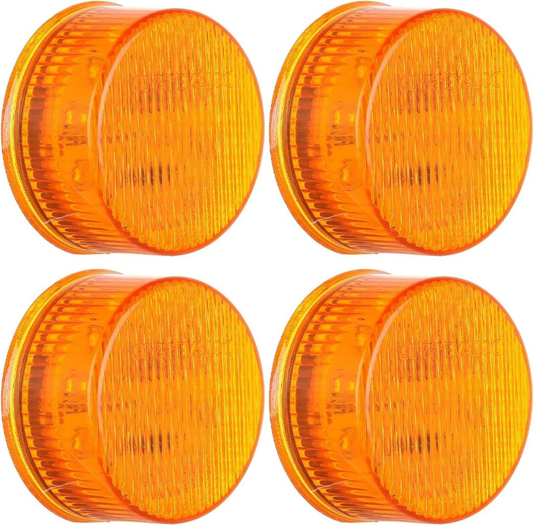 2.5" Round Side Marker Lights Clearance 13 Diodes w/ Reflectors Amber LED Truck Trailer Lights (4pcs)