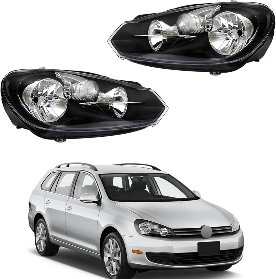 GXYWADY Headlight Assembly Replacement for 2010-2014 Golf/Jetta Sportwagen(MK6) Headlights Left and Right Side 5K0941005C, 5K0941006C
