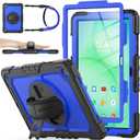 SEYMAC stock Case for Samsung Galaxy Tab A11+ Plus/A9+ Plus 11'', Full-Body Drop Protection Case with Screen Protector Pencil Holder [360 Rotating Hand Strap] &Stand, Blue+Black