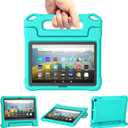 DJ&RPPQ Kids Tablet Case for 8-inch Devices - Incompatible With iPad Samsung, Lightweight Shockproof Case With Handle Stand - Turquoise