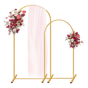Metal Arch Backdrop Stand 7.2FT+6FT Wedding Arch Backdrop Stand Set of 2 Gold Backdrop Arch Stand Wedding Arch Frame for Wedding Ceremony Birthday Party Decoration Arbors of Metal