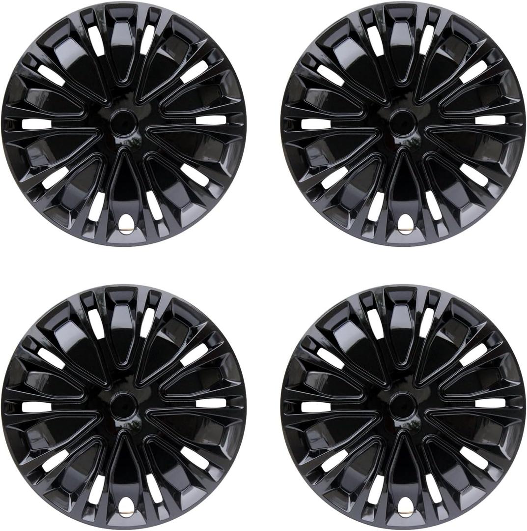 Hubcap Wheel Cover Replacement R14 Hub Caps Universal-Fit Steel Wheel Rim Cover ABS Material Exterior Accessories for Car Truck SUV -Set of 414-inch, Black
