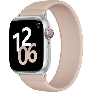 Zedoli Sport Solo Loop Band Compatible with Apple Watch Bands Women Men, Stretchy Soft Silicone Elastic Strap for iWatch Milk Tea, 44/45/46/49/42mm(Series 3)M: 6.93"-7.48"