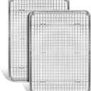 Jelly Roll Pan with Cooling Rack, Leonyo Baking Sheet Pan with Wire Rack, Commercial Stainless Steel & Nonstick Large Cookie Sheet Trays for Oven Cooking, Size 16 x 12 Inch (2 Trays + 2 Racks)