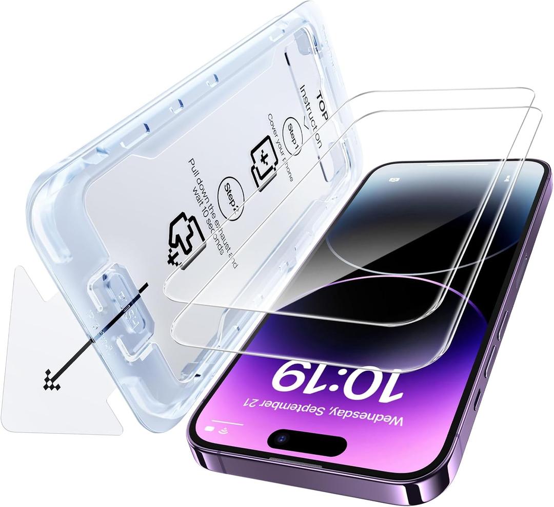 SMARTDEVIL 2 Pack Screen Protector for iPhone 14 Pro Max, HD Clear Tempered Glass, 9H Hardness, Scratch Resistant, Easy Installation, Bubble Free, Case Friendly