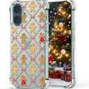 Cute Christmas Phone Case for iPhone 16 Gingerbread Man, Clear Design Shockproof Protect Women Phone Case for iPhone 16 Kids Girls