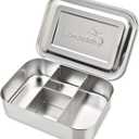 LunchBots Small Protein Packer Bento Box - Extra Small Divided Stainless Steel Snack Container - 4 Sections for 1-2oz of Nuts, Meat, Cheese, Finger Foods - Dishwasher Safe - Stainless Lid