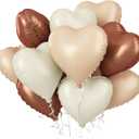Brown Apricot Heart Balloons, 10Pcs Coffee Cream Beige Foil Heart Shape Balloons, 18 Inch Nude Neutral Foil Balloons for Helium Valentines Decorations for Engagement, Birthday, Baby Shower, Wedding