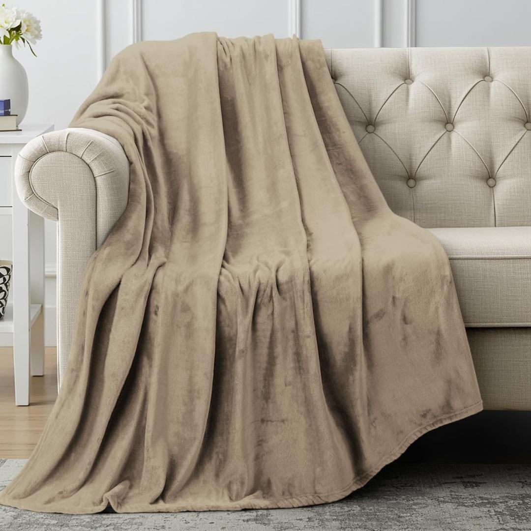 Utopia Bedding Fleece Blanket Throw Size Camel 300GSM Luxury Anti-Static Fuzzy Soft Microfiber Blanket for Couch, Sofa and Bed (60x50 Inch)