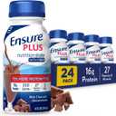 Ensure Plus Milk Chocolate Nutrition Shake With Fiber | Meal Replacement Shake | Ready to Drink | 16g Protein and 27 Vitamins and Minerals | 8 fl oz - 24 Pack, BB Date: 01/10/25