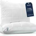 Nuzzle Cooling Adjustable Pillow for Side Sleepers, Luxury Standard Size Set of 2 Bed Pillow Hotel Collection - Best Adjust Height Soft Firm Pillow for Back, Stomach or Side Sleepers - Home Gifts (White)