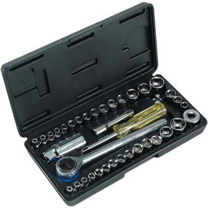 Premium 40 Pieces 1/4" & 3/8" Drive Socket Set Tool Kit Torx Ratchet Driver