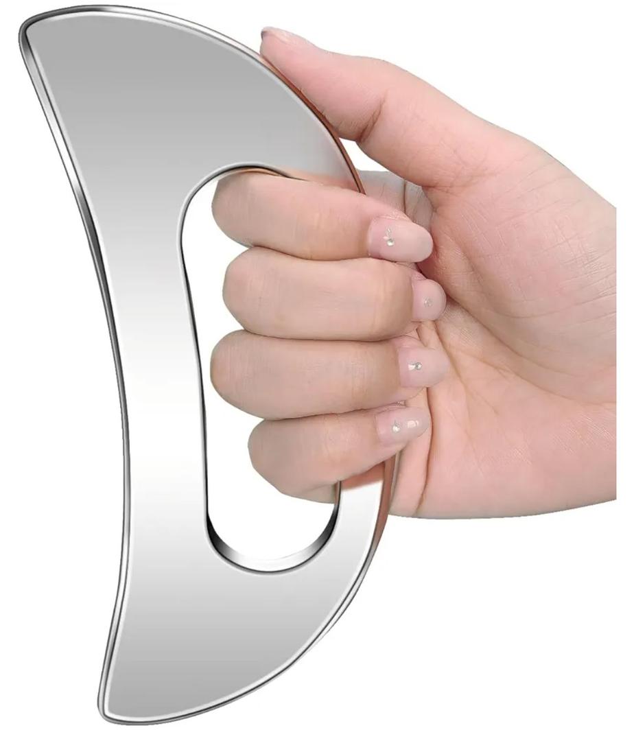 Gua Sha Massage Tool with Handle (Stainless Steel) ，Body Muscle Massage Scraper Tools，Larger Fascia Guasha Scraping Metal Tool for Back Neck Face Leg