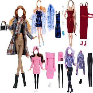 Doll Clothes, 5 Sets Outfits Winter Dresses Pants Windbreaker Hat for 11.5 inch Dolls Accessories Random Style (B)