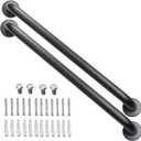 2 Pack 24 Inch Black Shower Grab Bar, iMomwee Stainless Steel Bathroom Grab Bar Handle, Bathroom Shower Balance Bar,Safety Hand Rail Support,Handicap Elderly Senior Assist Bath Handle(1.25" Diameter) (5 Piece Set)