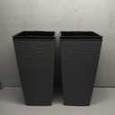 Mueller M-Resin Heavy Duty Tall Planters for Outdoor Plants, Indoor Grande Plant Pots, Boxes, Trees, Flower Pots, 2-Piece Set, 24, Modern Design, Built-in Drainage, Front Porch Decor, Dark Gray