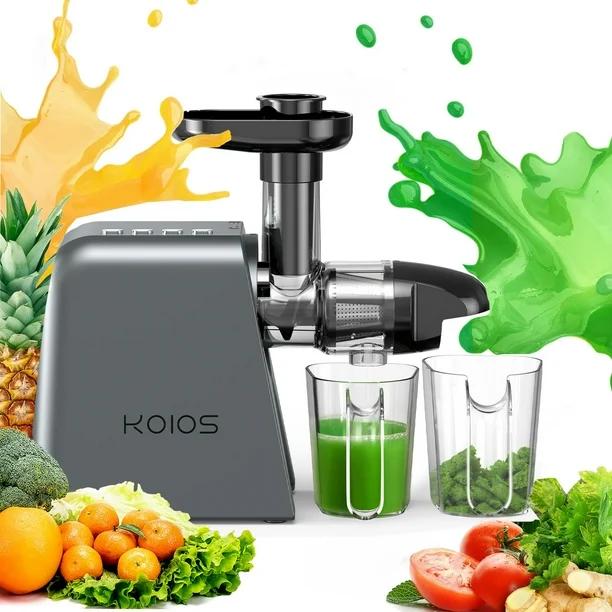 Cold Press Juicer, Juicer Machine for Vegetable and Fruit, Masticating Juicer Machine with 2 Speed Modes & Reverse function, Celery Juicer with Quiet Motor, Easy to Clean with Brush, Non-BPA