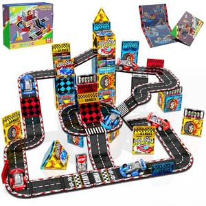 Magnetic Tiles Road Set | Magnet Tiles Race Track, Magnetic Car Racing Tile for Kids Ages 4-8 5-7, Toddler Magnet Building Toys STEM Learning Sensory Birthday Gifts for 3+ Years Old Boys Girls