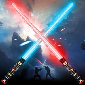 Light Up Saber for Kids 3-8, Retractable Dark Light Up Saber Sword Kid Set, 2 Pack Toy Light Sword for Kids Boy 3-8, Blue, Red, Purple Light Savers Party