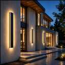 2 Pack 24in Outdoor Wall Light, 4.33in Wide LED Exterior Sconce | Fits 4in J-Box,IP65 Waterproof,Remote Dimmable,3000K-6000K CCT, 0%-100% Brightness,Modern Black for Garage Porch Front Door