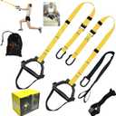Bodyweight Resistance Training Straps, Complete Home Gym Fitness Trainer kit for Full-Body Workout, Included Door Anchor, Extension Strap, Fitness Guide (Yellow)
