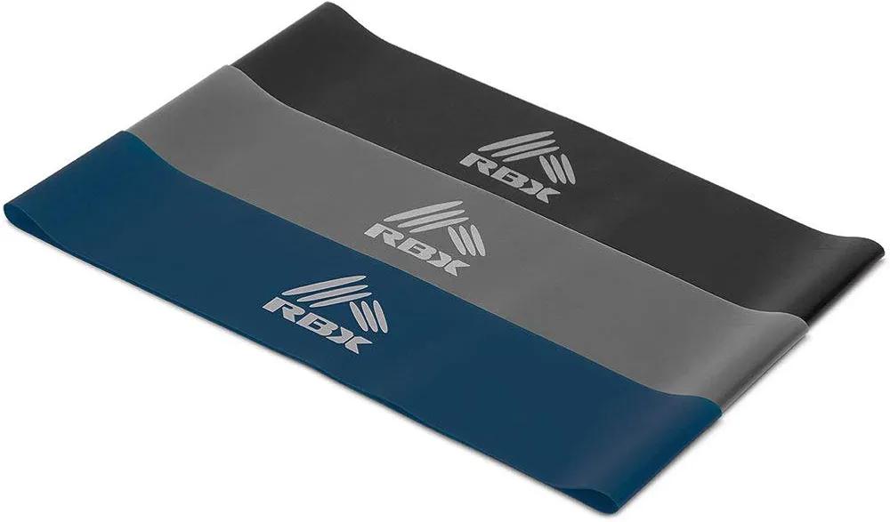 RBX-3 PACK LOOPED RESIST BANDS (Black, Grey, Royal Blue), Black/Grey/Blue