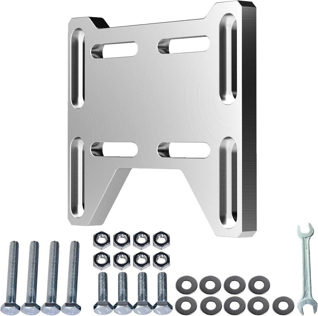 JNDO Mini Bike Adjustable Engine Mounting Plate(Silver), 7075 Aluminum, CNC Tough, Vibration Dampening, Drill-Free Installation, Suitable for Predator 212, Coleman, Baja, Small 4-Stroke Engines