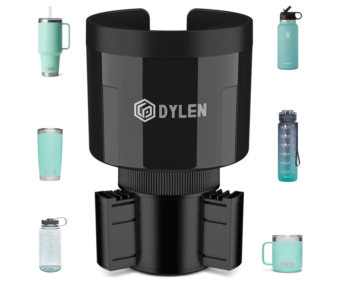 DYLEN Car Cup Holder Expander, Cup Holder Extender Adapter for Car with Expandable Insert, Compatible with Yeti 20/26/30oz, Hydroflask 32/40oz, Large Water Bottles in 3.0"-4.1"
