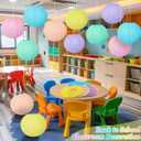 12 Pcs Pastel Paper Lanterns, 10" Macaron Hanging Round Chinese Lanterns Set, Colorful Decorative Party Supplies for Baby Shower, Classroom, Birthday & Wedding Decorations