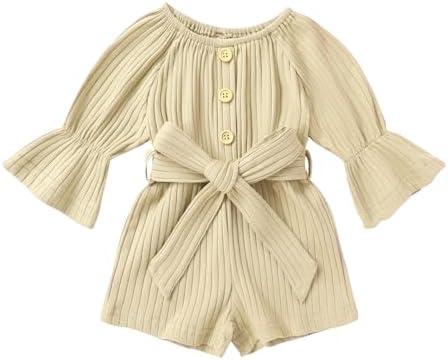 YOUNGER TREE Kids Toddler Baby Girls Summer Outfit Off-Shoulder Sunflower Overall Romper Jumpsuit Short Trousers Clothes 90