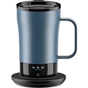 Self-Heating Coffee Mug, 14oz Heated Coffee Mug - Rechargeable Temperature Control Coffee Mug Keep Coffee Hot, Smart Mug Great Gift for Coffee Lovers & Slow Sippers (Steel Blue)
