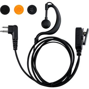 RDM2070D 2-Wire Surveillance Earpiece for Motorola Walkie Talkies (CLS1410/CP200/GP2000) & Bearcom Radios - Walkie Talkie Radio Headset with Big PTT Mic & 2-Pin Acoustic Tube (1 Pack)