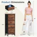 DUMOS 6 Drawers Dresser for Bedroom with Wheels, Fabric Storage Cabinet Organizer with Removable Fabric Bins, Sturdy Steel Frame for Living Room, Office, Entryway, Closets, Brown, 11.8"D x 15.7"W x 39.4"H