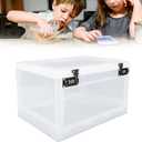 Medicine Lock Box for Safe Medication, Lock Box Food Storage Container, Lockable Storage Box with 3 Digit Combination Lock for Home Dorms School Office (Transparent White)