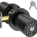 Keypad Door Knob with Key,Keyless Entry Door Lock, Code Locks Door Knob, Auto Lock,50 User Code,Easy to Install,for Home,Office,Hotel,Bedroom,Garage,No Deadbolt, Matte Black Finish