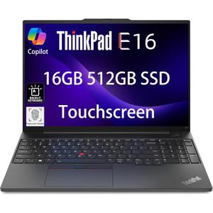 Lenovo ThinkPad E16 Business Laptop (16" FHD+ Touchscreen, AMD Ryzen 5 7530U, 16GB RAM, 512GB SSD, (8-Core Beat i7-1165G7)), Fingerprint, Backlit, FHD Webcam, WiFi 6, Ethernet, Win 11 Pro, Black