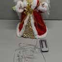 12.5" Angel Christmas Tree Topper with Lights, Lighted Angel Tree Topper with White Feather Wings, Star Light, Trumpet, Remote Control, Timer & USB Powered for Indoor Holiday Tree Decor