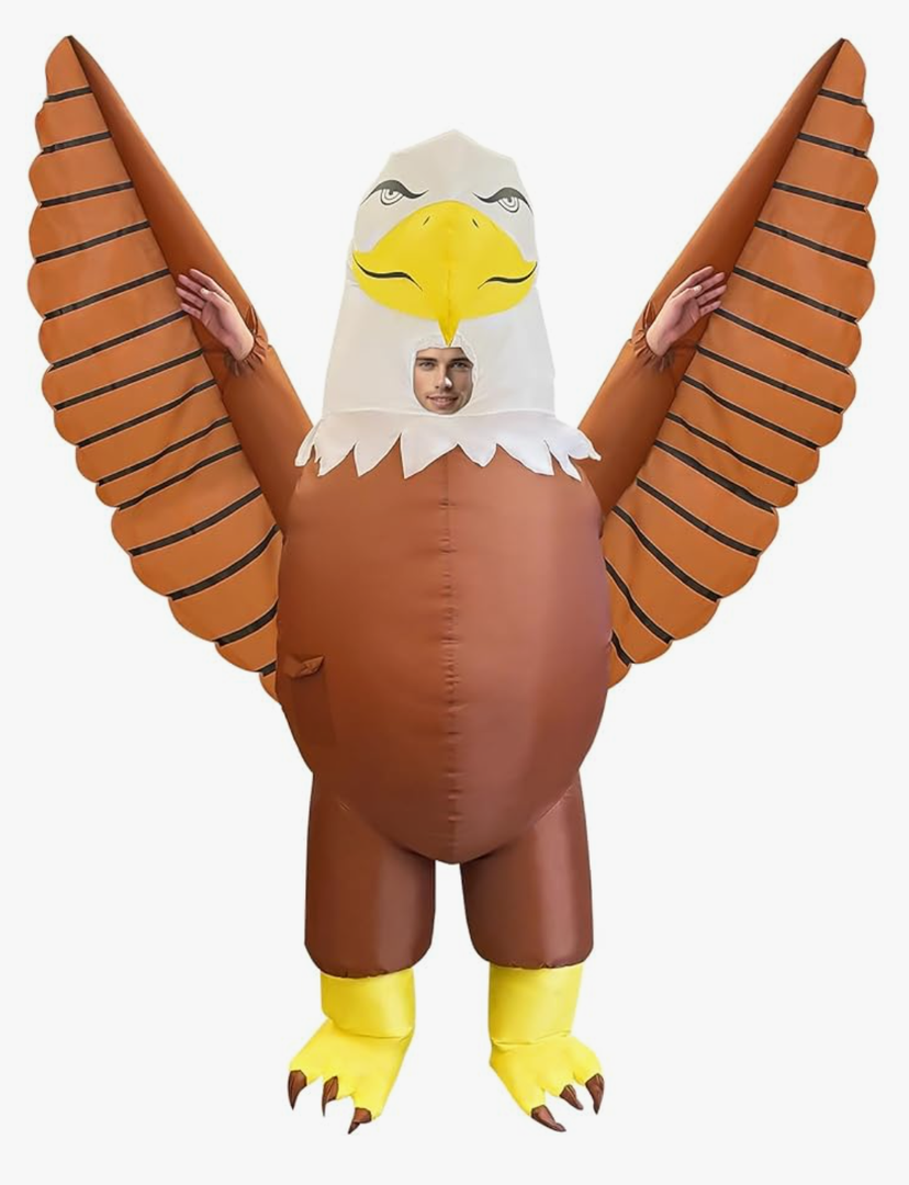 Inflatable Eagle Costume Adult, Blow Up Bald Eagle Costume, Swoop Eagles Mascot Costume for Independence Day Patriotic Costume Halloween Cosplay Outfit S