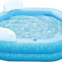 Inflatable Pool for Kids and Adults, PY SUPER MODE 85" x 85" x 23" Oversized Thickened Family Swimming Pool for Toddlers, Outdoor, Garden, Backyard, Water Party -Printed
