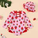 Baby Girl Swimsuit 6 9 12 Months Infant Bathing Suit Girl Long Sleeve Red Ruffle Baby Girls' Swimwear Summer Baby Swim Suit for Girls