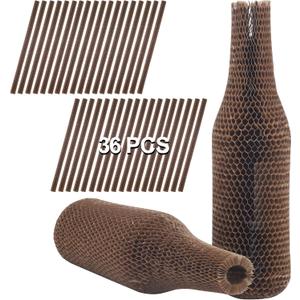 Wine Bottle Protector Sleeves by Honeycomb Paper,36 Set Reusable Glass Liquor Bottle Sleeves for Airplane Travel,Transport,Camping-Proof Safety Impact Resist (Brown)