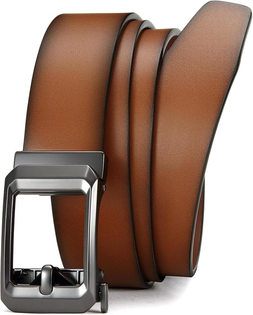 CHAOREN Ratchet Belts for Men - 1.5" Mens Belt Genuine Leather for Causual Jeans - Customizable Style, Versatile Fit (Brown)